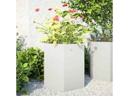 Vidaxl Vasos Floreiras De Jardim 2 Pcs Hexagonal 46x40x45cm Aço Branco