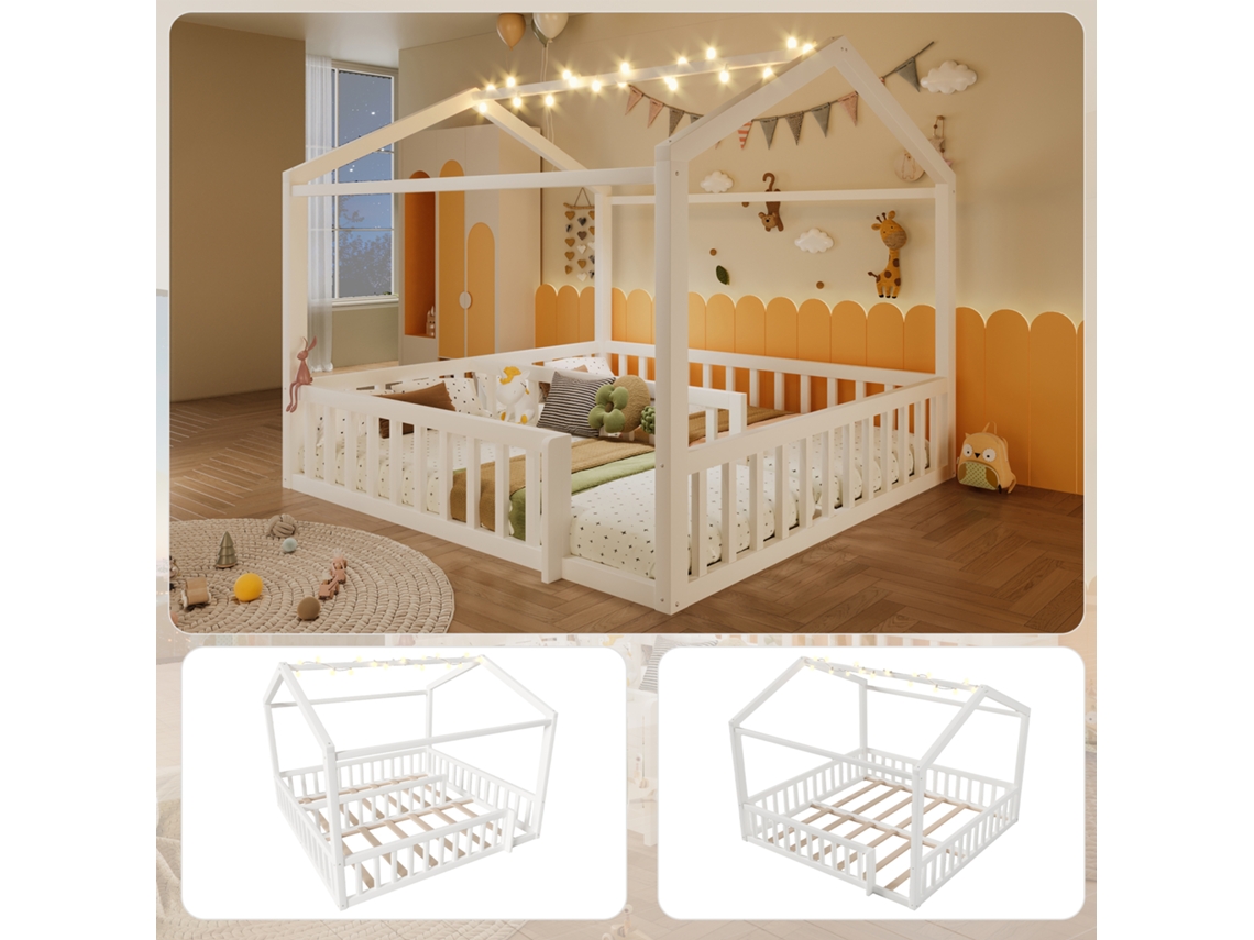 Cama Casal/duas Solteiras 90x190cm Led Madeira Pinheiro Minimalista