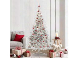 Vidaxl Árvore De Natal Artificial Pré-iluminada Prateado 210 Cm Pet
