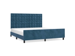 Bed Frame With Headboard, Bed Frames With Headboards Vidaxl Azul Veludo (180 X 200 Cm)