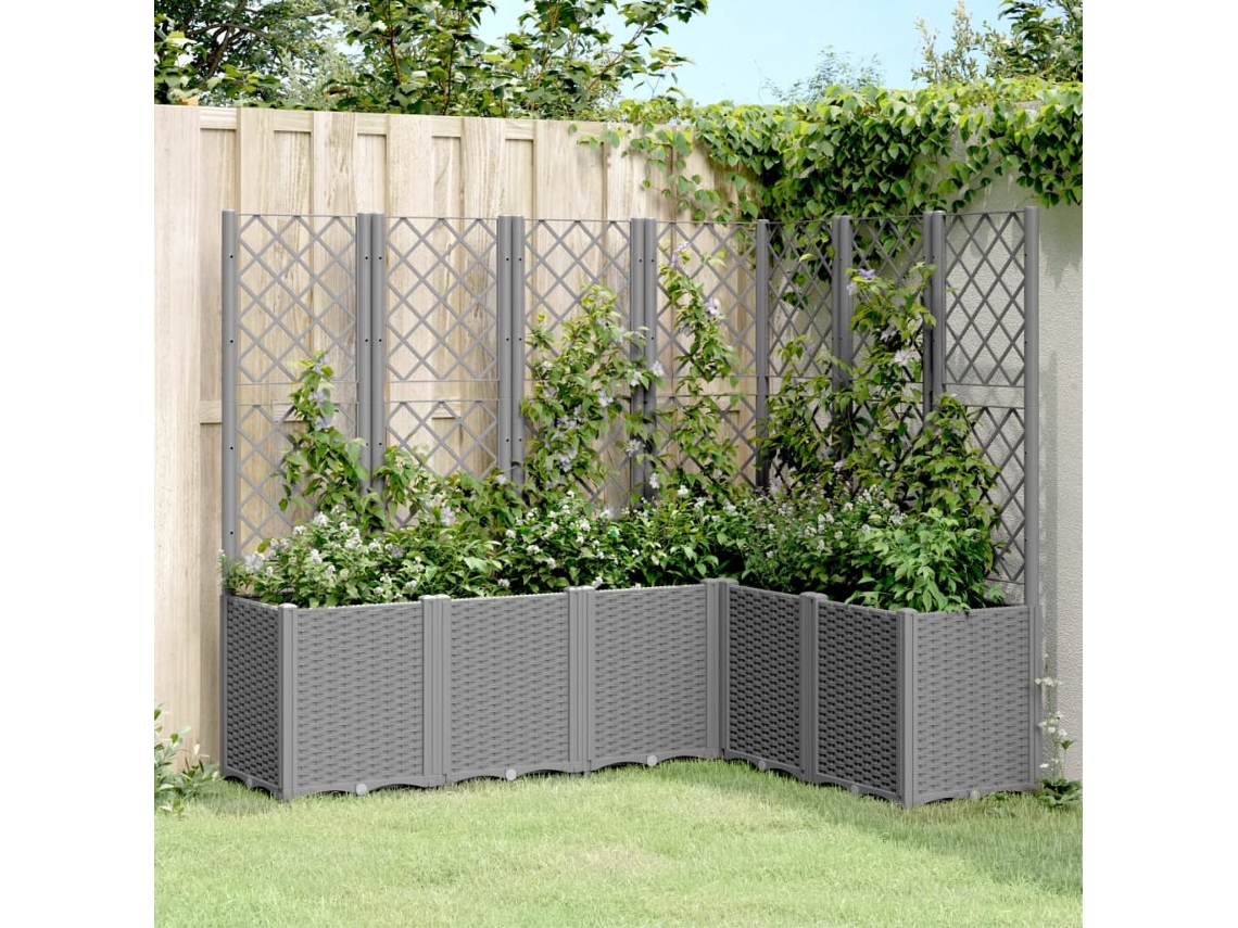 Vidaxl Vaso/floreira Jardim C/ Treliça 160x120x140 Cm Pp Cinza-claro