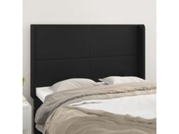 Vidaxl Cabeceira De Cama C/ Abas Couro Artif. 147x16x118/128 Cm Preto