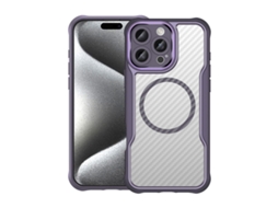 Capa Transparente Para Iphone 16 Pro Max - Textura De Fibra De Carbono - Magsafe