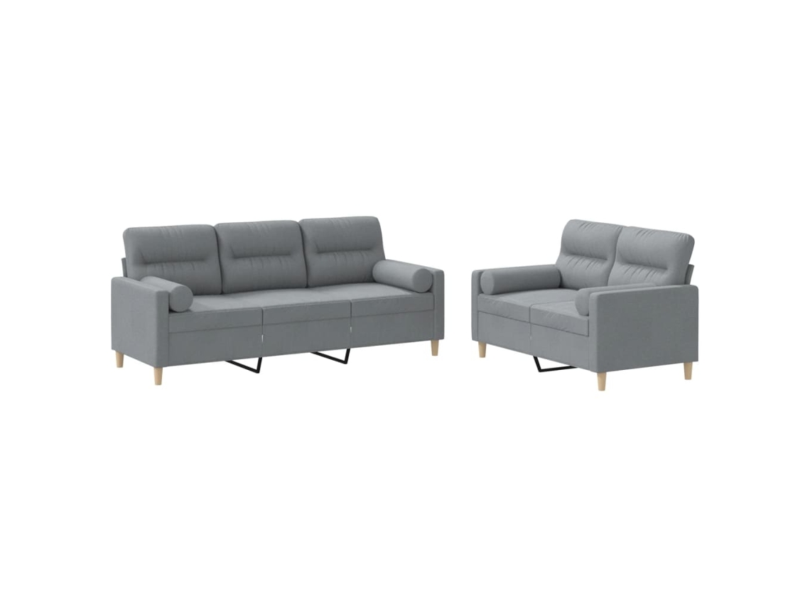 Conjunto de Sofás 2 Peças com Almofadas tecido cinzento claro MAISON EXCLUSIVE