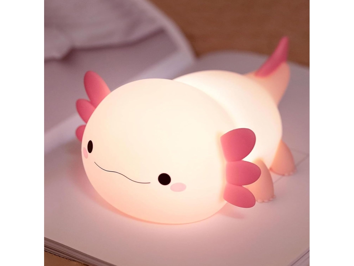 Luminária de Axolote, Abajur Fofo de Axolote, Luminária Noturna de Silicone com Intensidade Regulável para Quarto Infantil BRILVIBERA