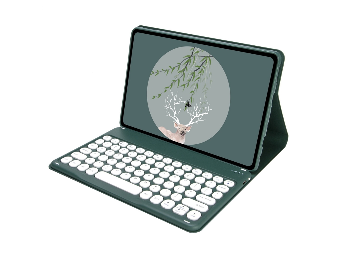 Elysve Capa Com Teclado Bluetooth Para Lenovo Tab P11 Gen 2 11,5 Polegadas Tb-350fu, Cor Verde Escuro
