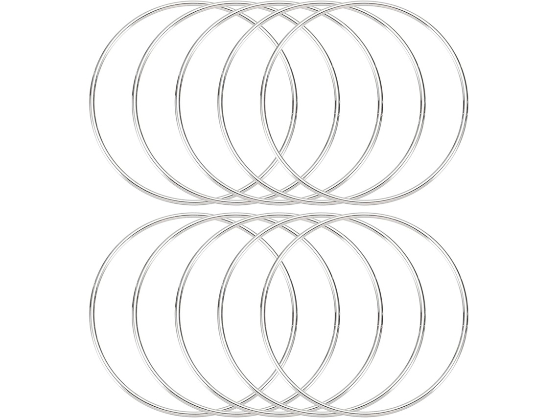 10 Anéis De Macramé Quarkzman Em Metal Prateado 100mm/4 Polegadas