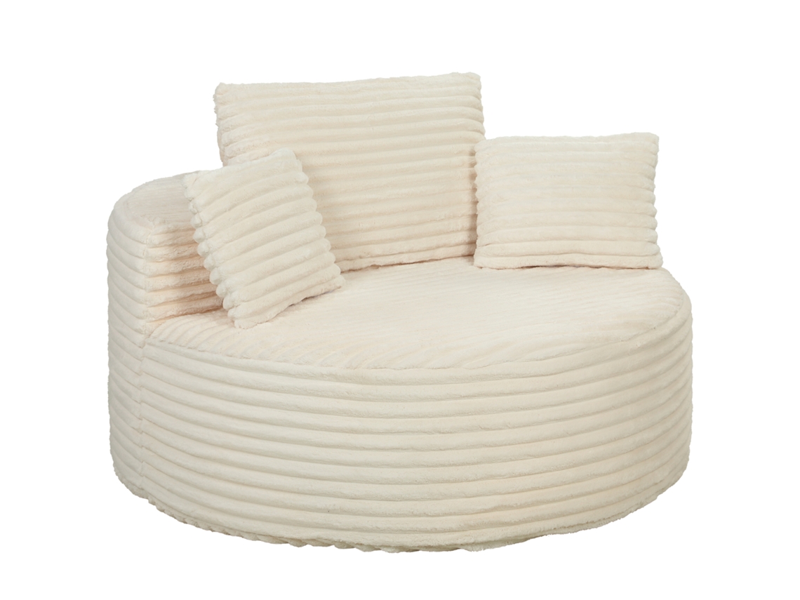 Poltrona De Leitura Com Assento Profundo E Amplo, 4 Almofadas, Cor Creme