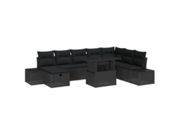Conjunto 11 Conjunto De Sofá De Jardim Vidaxl Preto Vime Pe (55 X 55 X 37 Cm)