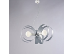 Candeeiro Suspenso Peter Em Ferro Branco Com Faixas Cinzentas Cortadas A Laser E Cabo De Aço Ajustável 3 Luzes 130 Ø48 Bl306 3 Bg Belight