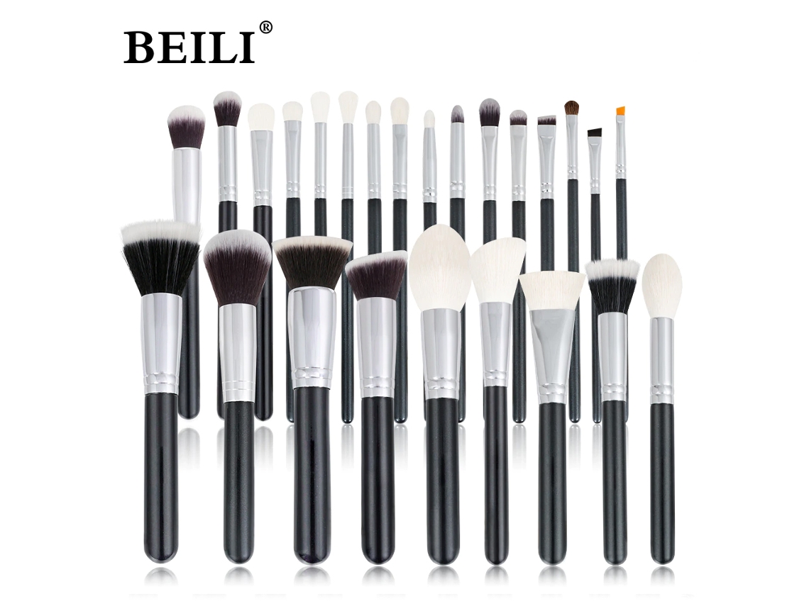 Conjunto de Pincéis de Maquiagem Profissionais com Cerdas Naturais de Cabra, para Base, Sombra e Sobrancelhas. MDUG