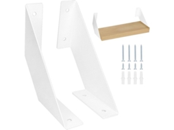Suporte de Prateleira Metálico Reforçado - Pacote com 2 Unidades - Suporte Robusto para Prateleiras - Capacidade de Carga de 90 kg - Para Prateleiras de Madeira de 2,5 a 5 cm - Fácil Instalação