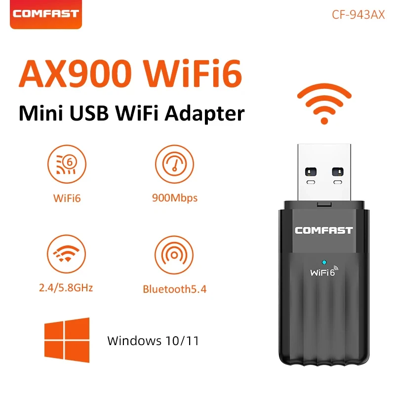 (ax300 Com Antena) Adaptador Wifi 6 De 900 Mbps, Placa De Rede Sem Fio, Bluetooth