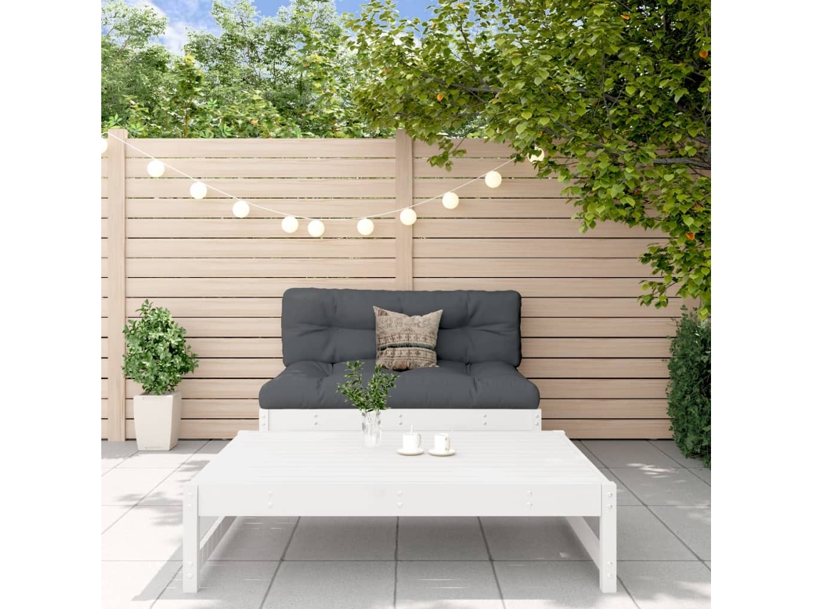 Vidaxl 2 Pcs Conjunto Lounge De Jardim Madeira De Pinho Maciça Branco
