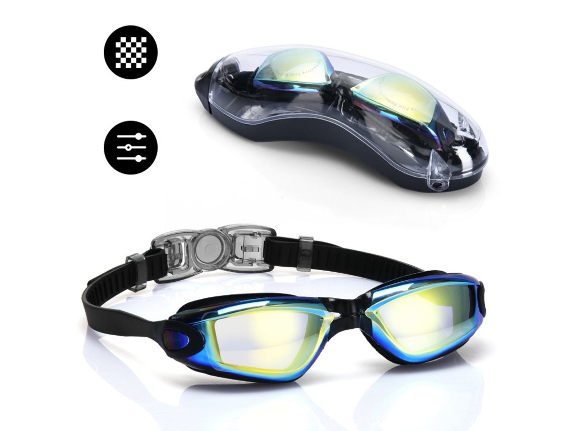 Óculos de Natação AQUAFORGE com estojo rígido, lente de policarbonato, proteção UV, vedação de silicone