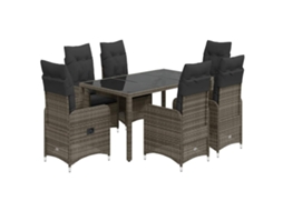Conjunto de 7 Bistrôs de Jardim com Almofadões Vime Pe Cinza MAISON EXCLUSIVE