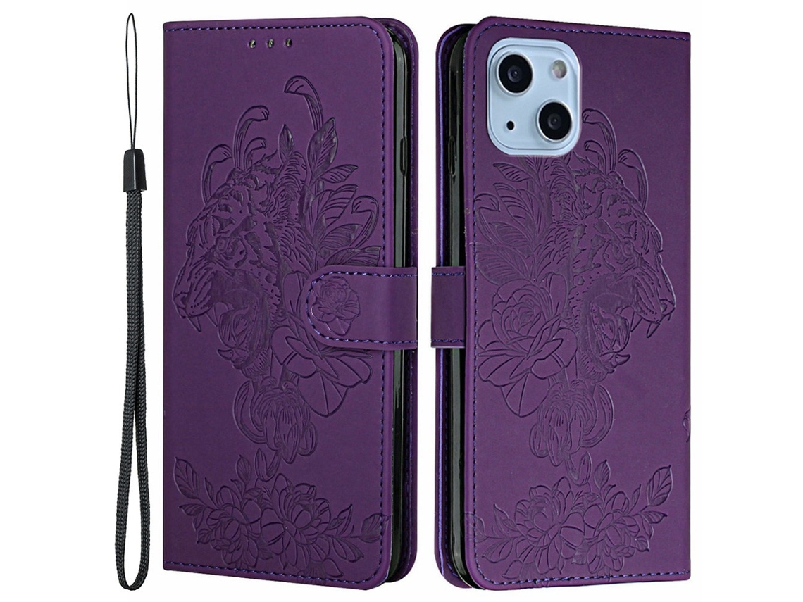Capa Pega Para Iphone 14 Plus Pele Sintética Roxo