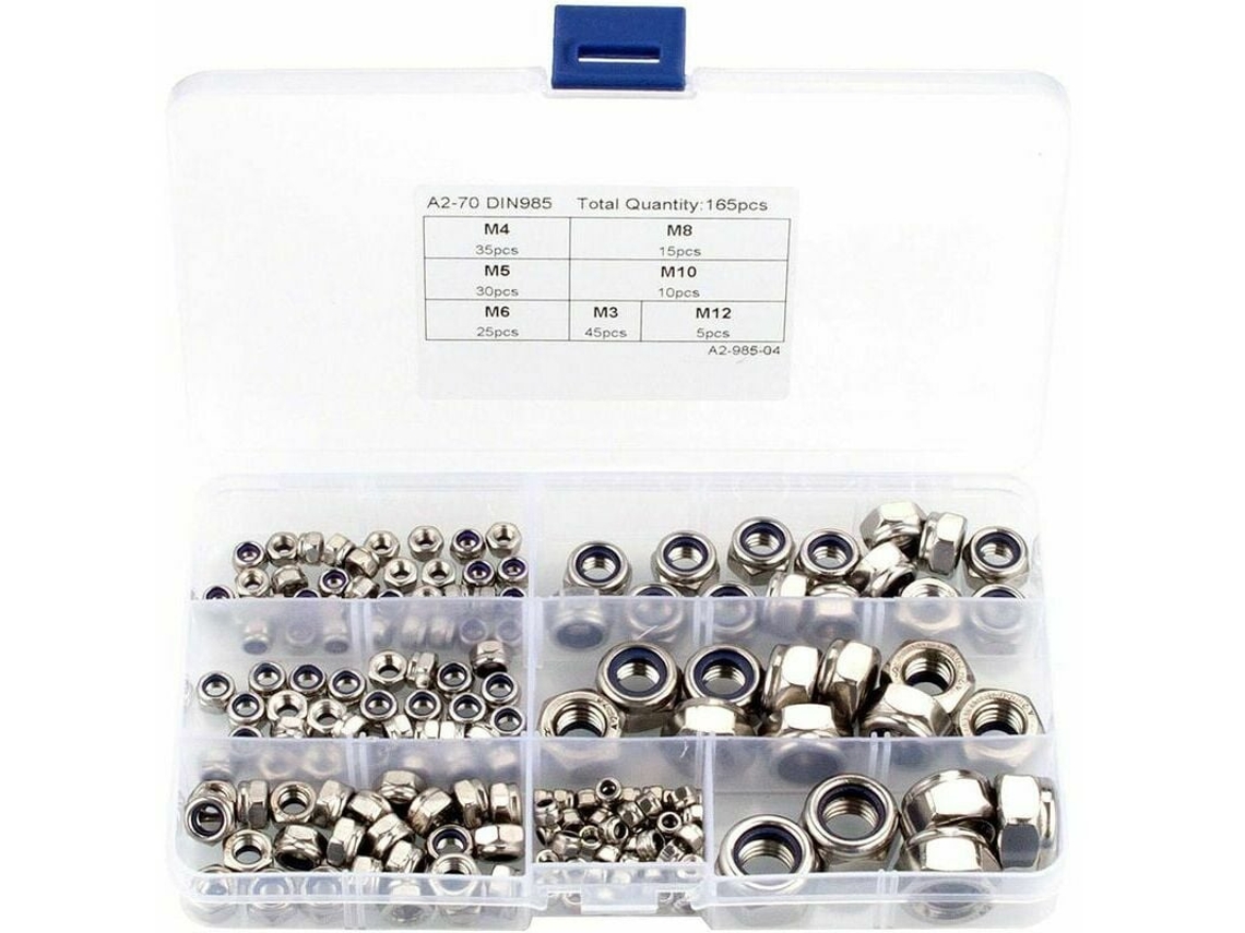 Kit De Montagem De Porcas De Segurança Multifuncionais, Porcas De Segurança De Inserção De Aço Inoxidável 304 E Nylon De Fácil Armazenamento, Trava De