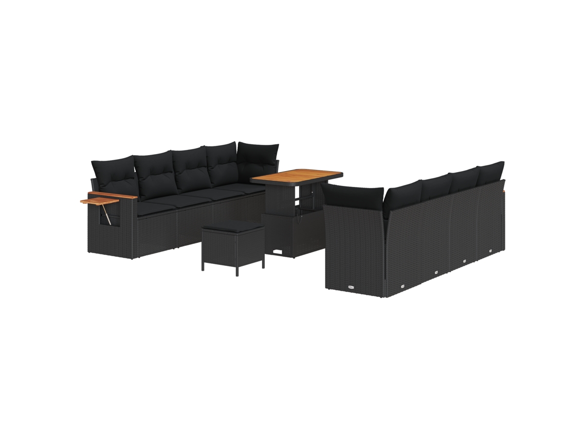 Conjunto 12 Móveis De Jardim Vidaxl Preto Vime Pe (234 X 179 X 85 Cm)