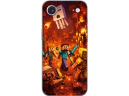 Capa Para Celular Compatível Com Apple Iphone Air. Cena De Batalha Do Jogo Block Em Uma Caverna Em Chamas Com Fantasmas Voadores E Monstros Flamejante