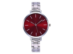 Reloj De Pulsera Casual Unisex De Cuarzo Con Correa De Acero Rojo Brillante