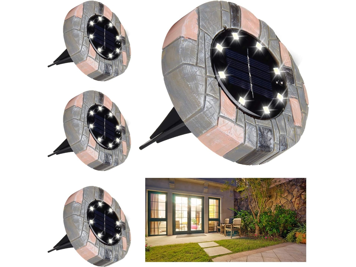 Conjunto de 4 Luminária Solar de Solo para Exterior AQUAFORGE