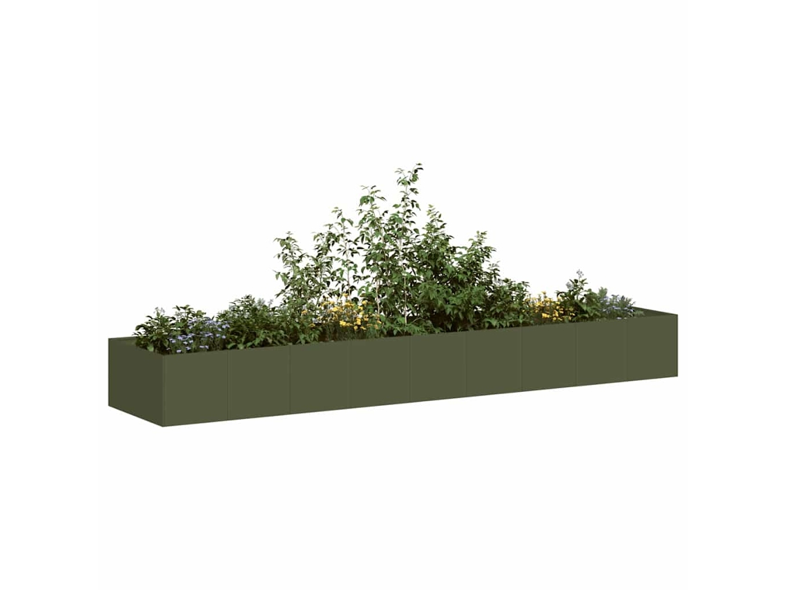 Vidaxl Vaso/floreira 360x80x40 Cm Aço Verde Azeitona