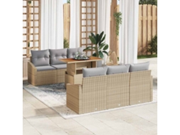 Vidaxl Conjunto De Sofá De Jardim 7 Unid. Bege Rattan Sintético
