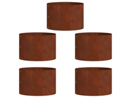 Conjunto 5 Vaso De Jardim Vidaxl Castanho Aço (30 X 30 X 20 Cm)