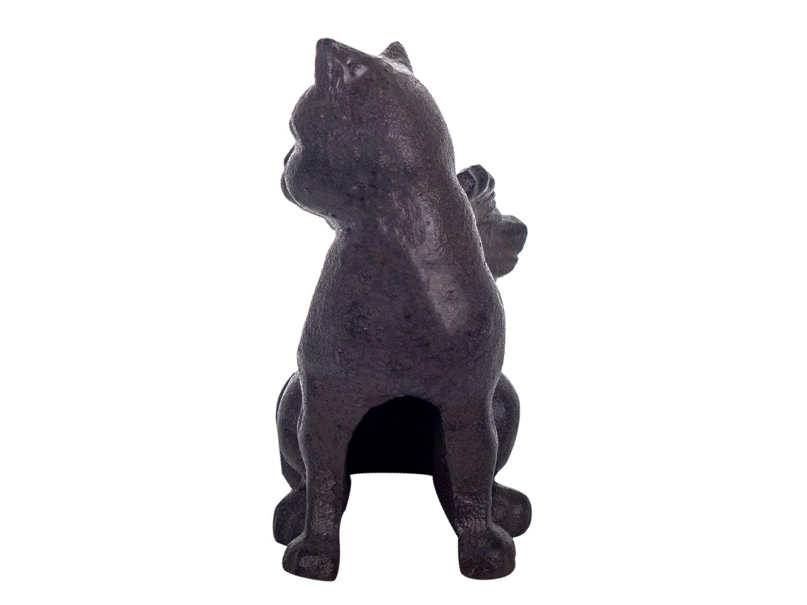 Gato com Asas e Ferro Fundido Rústico 15X7X11Cm Preto