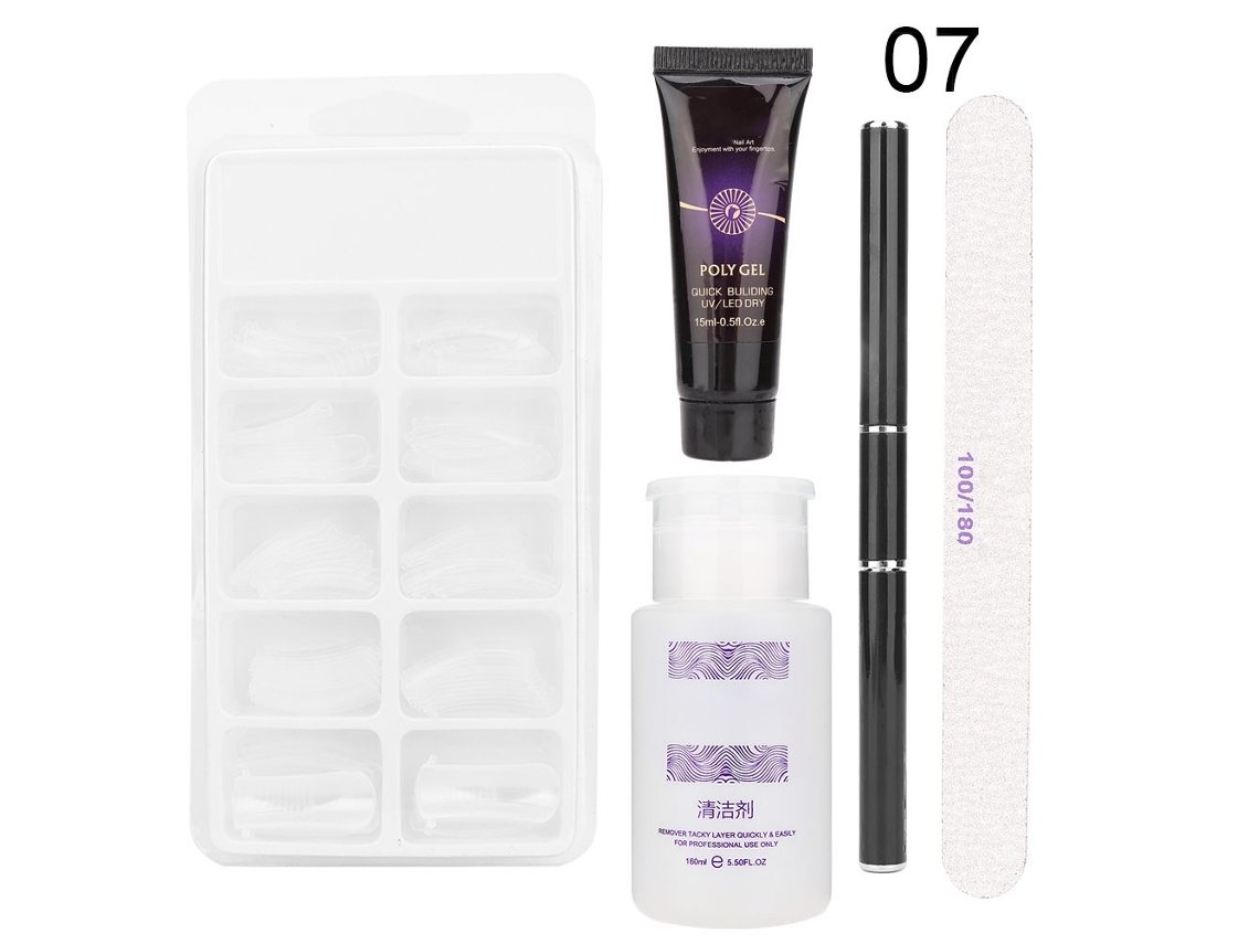 Kit De Extensão De Unhas Com Gel Uv, Caneta Uv, Modelos Rápidos E Lixa De Unhas (café)