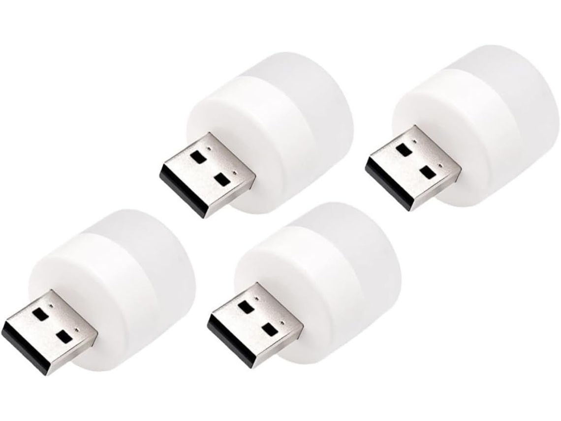 Inoomp Luminária Noturna Led Branca 1w 3000k Usb Em Pvc, Pacote Com 4