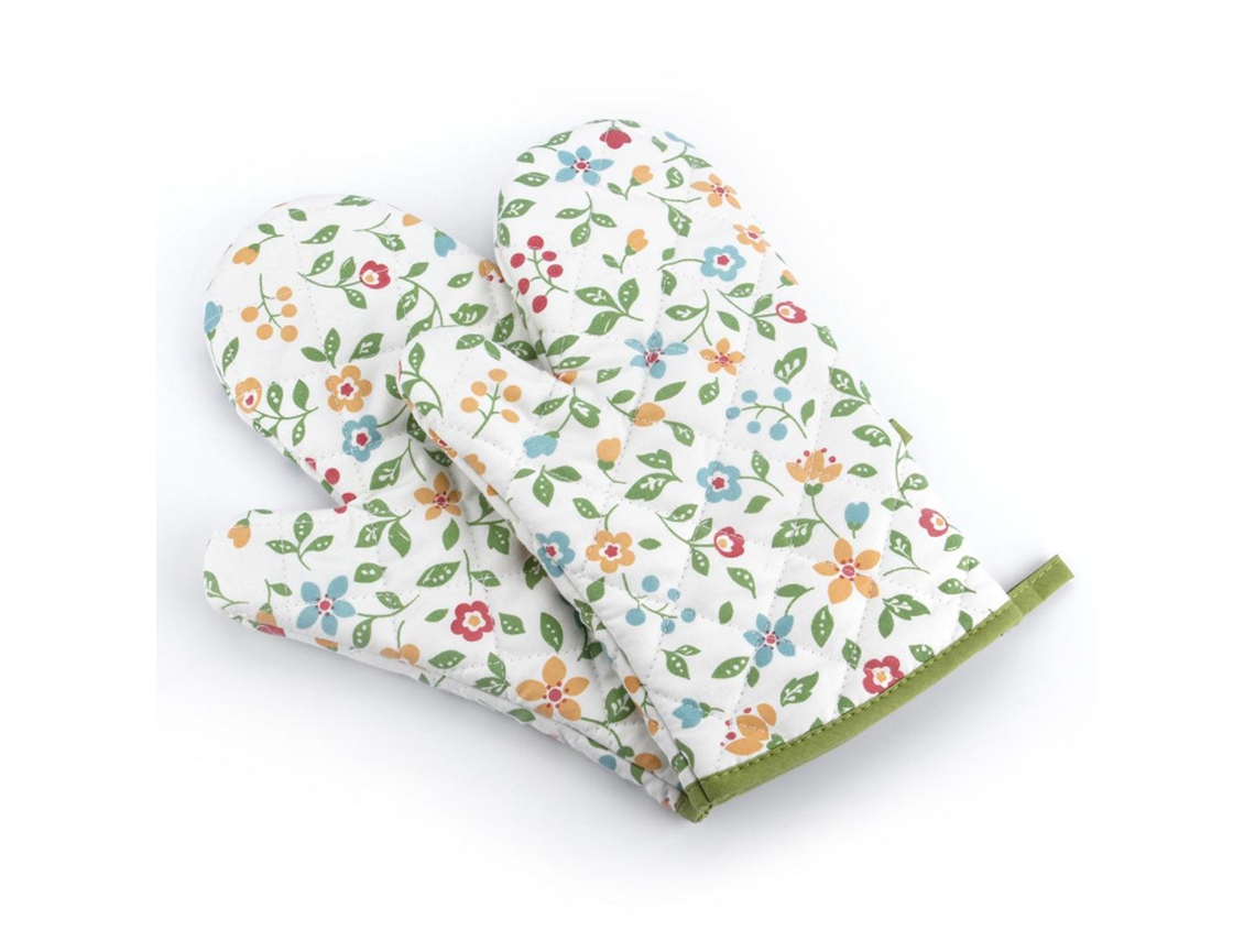 Par De Luvas De Forno Anti Derrapantes Padrão Floral