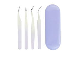Conjunto De 4 Pinças De Cílios Em Aço Inoxidável Aplicador De Cílios Falsos Extensão Ferramentas Violeta