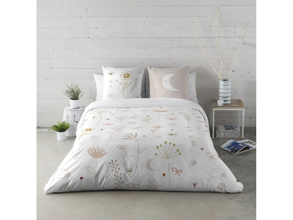 HACIENDO EL INDIO Capa de Edredão Estampada para Cama 105 Algodão Extra Macio Inclui 1 Ou 2 Fronhas Flowers Chao