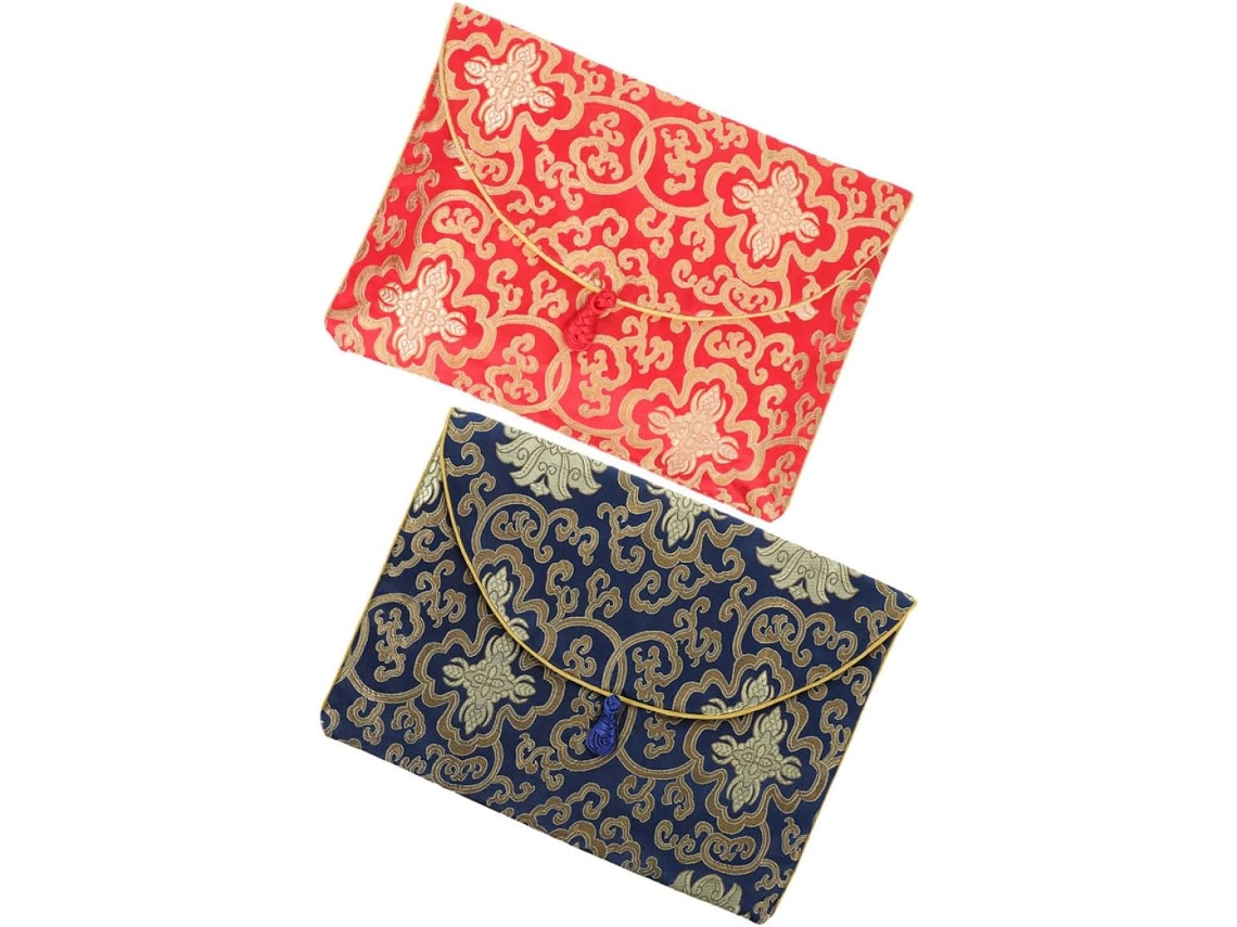 Bolsa Para Guardar Escrituras Budistas, Conjunto De 2 Peças Com Bordado Budista, Pequena Bolsa De Brocado Nas Cores Azul