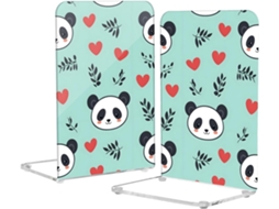 Suporte Para Livros Em Acrílico Verde Com Estampa De Panda Fofo E Dupla Face Ideal Escritório Ou Casa, Também Serve Para