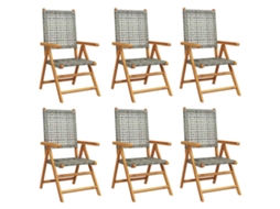 Maison Exclusive - Cadeiras Jardim Reclináveis 6 Pcs Vime Pe/madeira Maciça Cinza