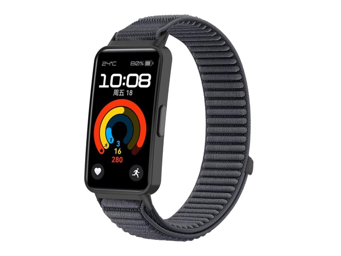 Bracelete para Honor Band 10 / 9 Nylon Trançado com Fecho de Velcro Interface Metálica Cinza Escuro XIAOMOYU