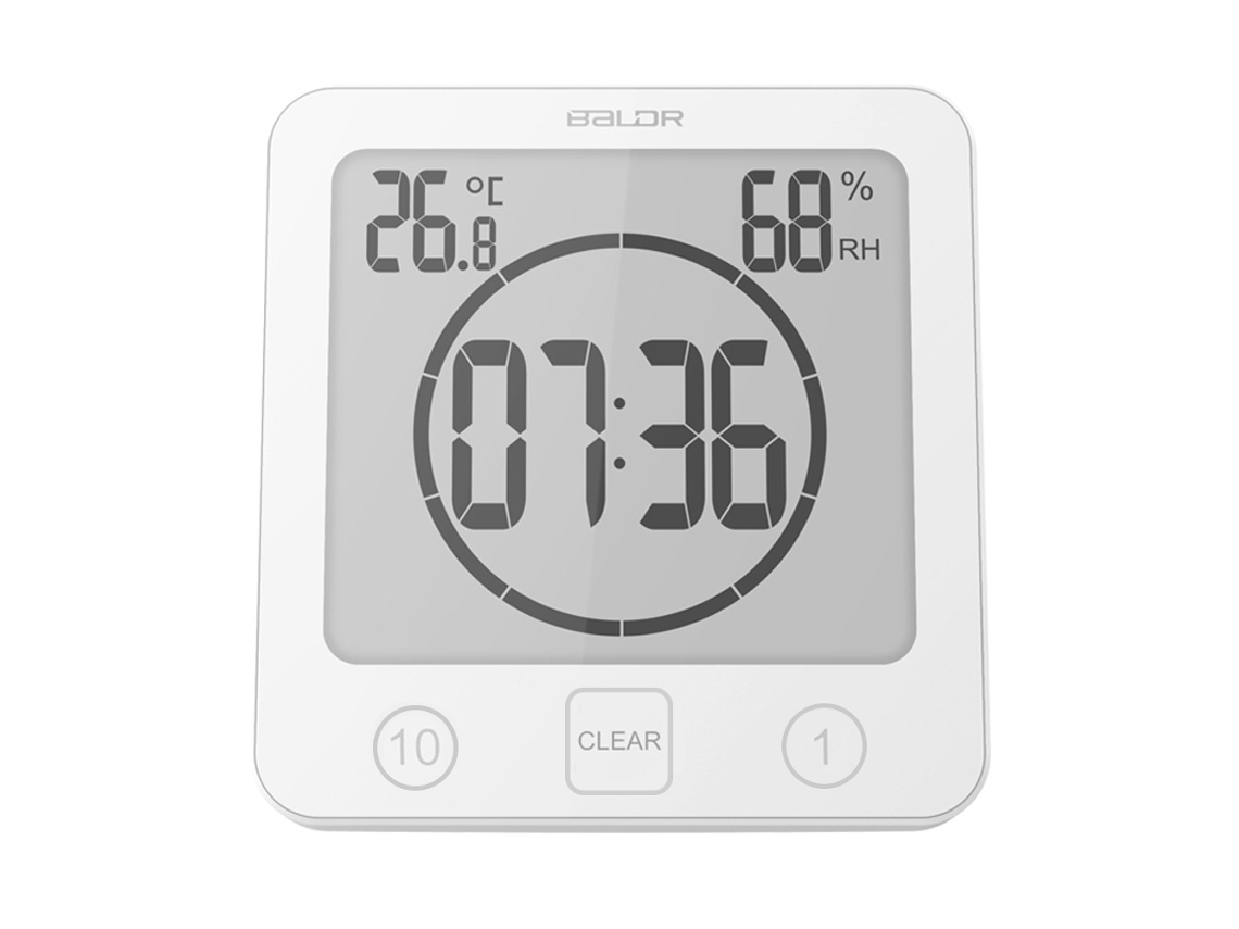KOFIHETY Relógio Lcd Para Casa De Banho Com Temperatura E Humidade, Relógio Digital À Prova De Água, Controlo Por Toque, Contagem Regressiva Em ?/?