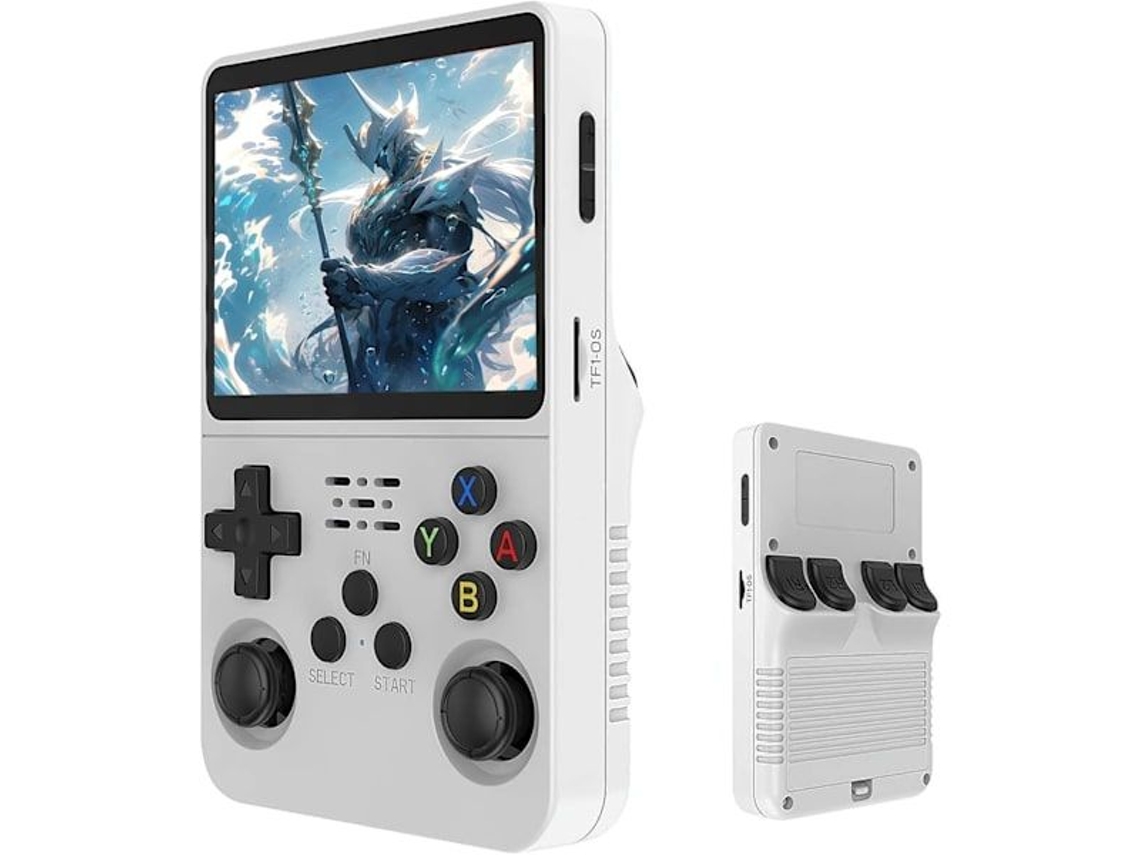 Console Portátil Retrô R36s com Mais de 10.000 Títulos Clássicos, Tela Ips de 3,5 Polegadas, 64gb, Branco AQUAFORGE