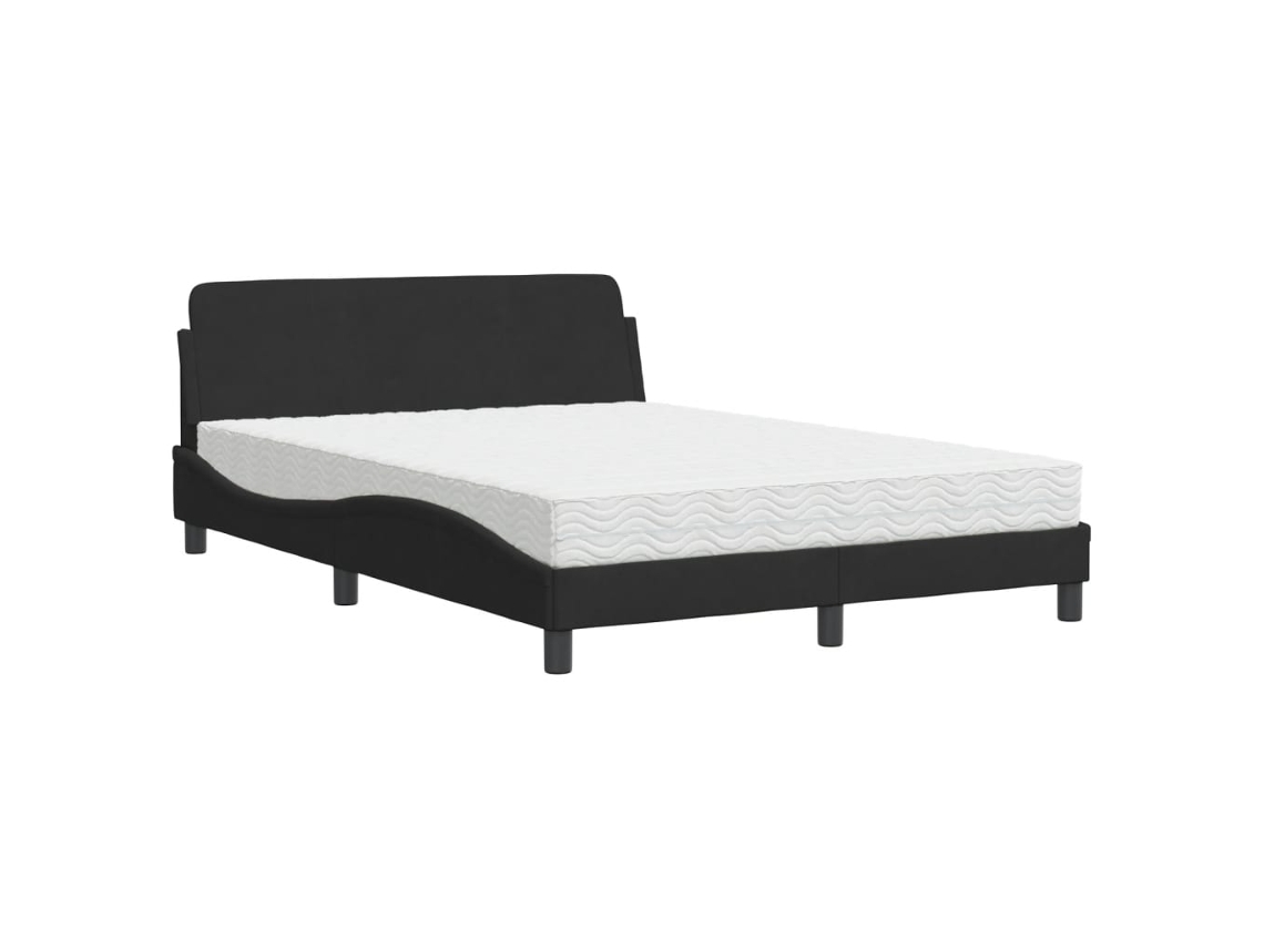 Cama com Colchão Dover 140x190 Cm Veludo Preto MAISON EXCLUSIVE