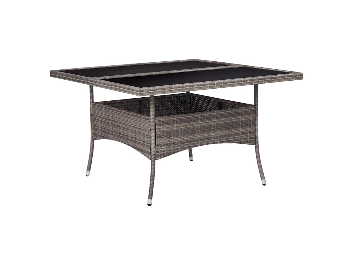 Vidaxl Mesa De Jantar Para Exterior Vime Pe E Vidro Cinzento