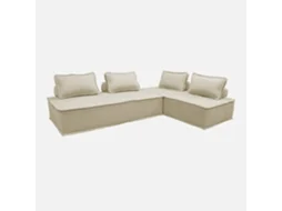 Sofá Modular Em Tecido Liso, 4 Lugares, Bege