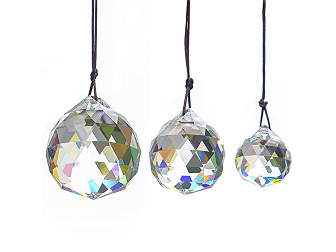 Laxiscreed Pack De 3 Pendentes De Bolas De Cristal Coloridas Para Decoração Natal, 30-50mm