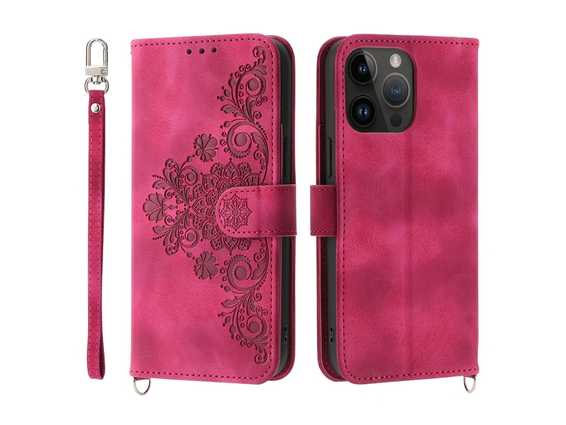 Capa Pega Para Iphone 15 Pro Max Pele Sintética Vermelho