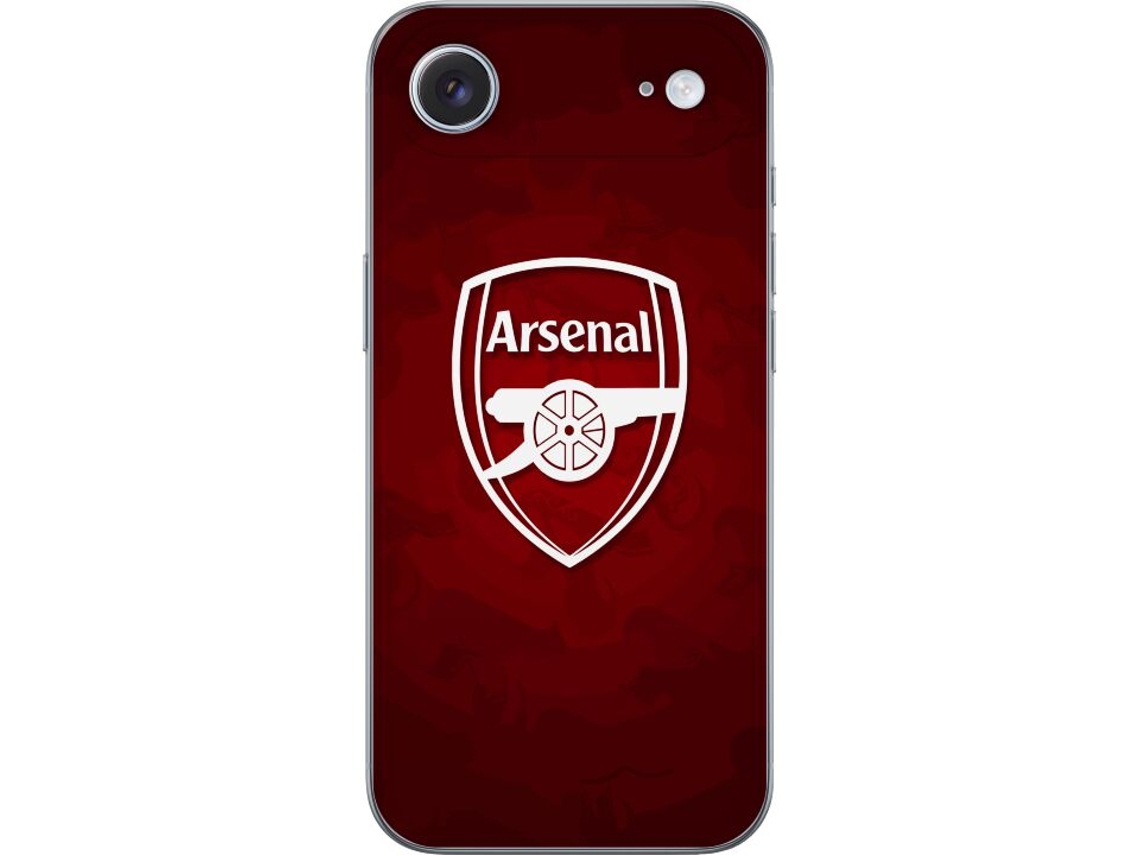 Capa Para Celular Compatível Com Apple Iphone Air Emblema Do Arsenal Com Canhão Em Fundo Vermelho.