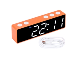 Relógio de treino digital LED Baok-reloj com temporizador multifuncional para ginásio e quarto, moldura laranja, visor verde e branco.