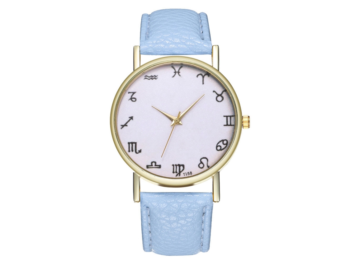 Reloj Deportivo Unisex De Cuero Con Correa Azul Claro Analógico De Cuarzo