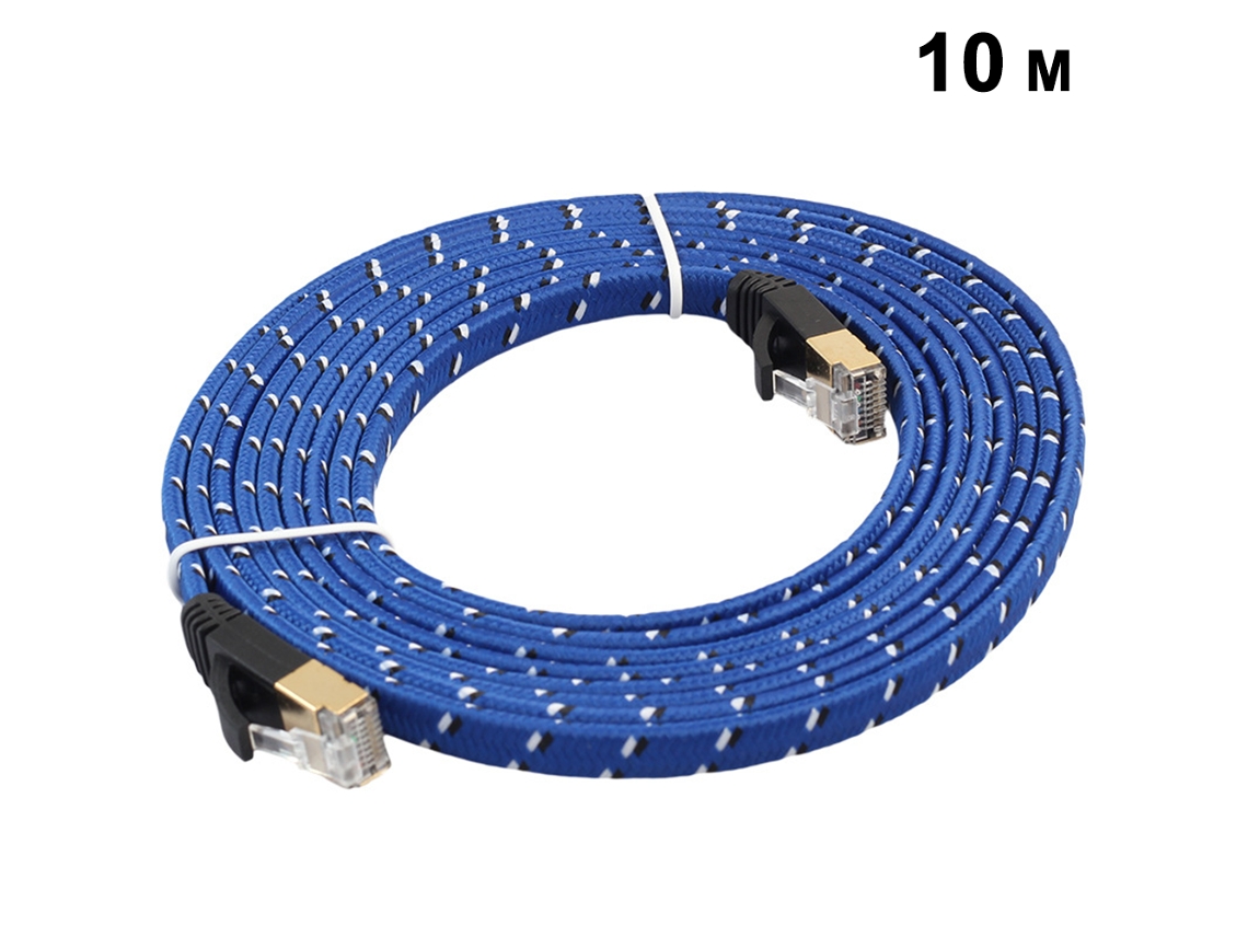 Cabo Ethernet Cat 7 De Nylon, Cabo De Rede Cat7 Rj45 Plano 10 Gigabit 600mhz Lan Blindado Para Modem, Roteador, Pc, Mac, Laptop Aquaforge